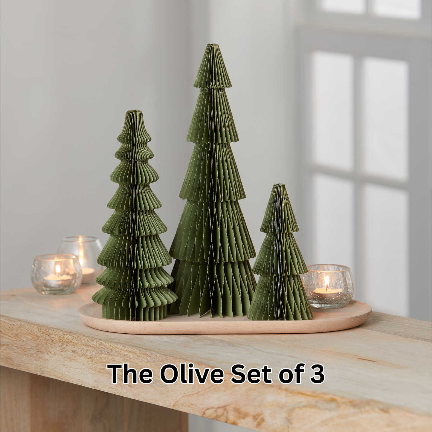 Honeycomb trees, vintage folding paper, Christmas, Winter