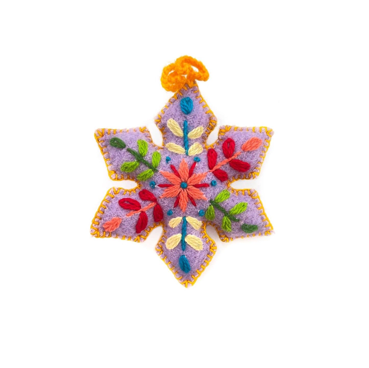 Colorful Pointed Snowflake Embroidered Christmas Ornament, 12pk