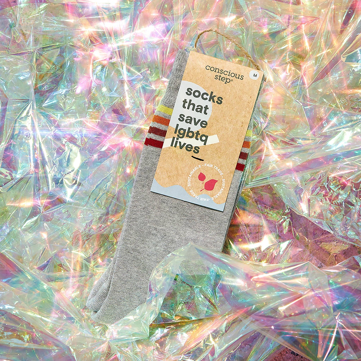 Socks that Save LGBTQ Lives (Alternating Rainbow Stripes): Medium