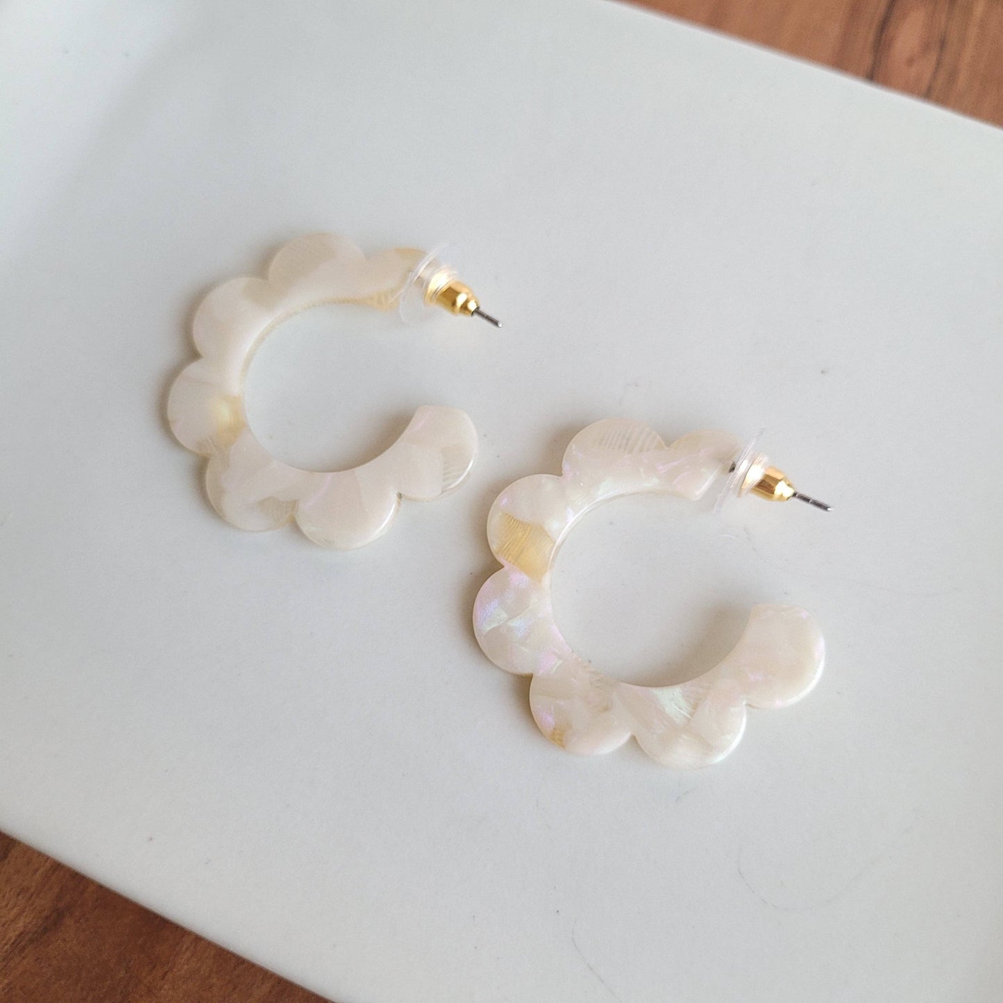 Flora Hoops - Cream // Flower Earrings, Gift, Jewelry