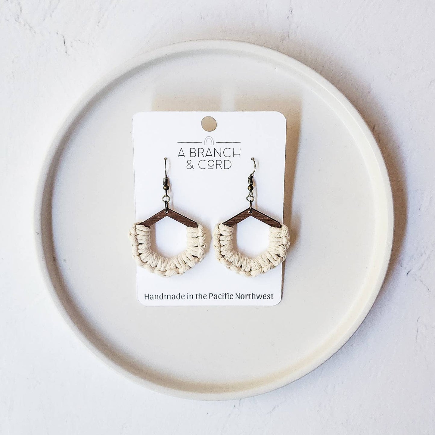 Macrame Knotted Honeycomb Earrings - Pick Your Own: Blush