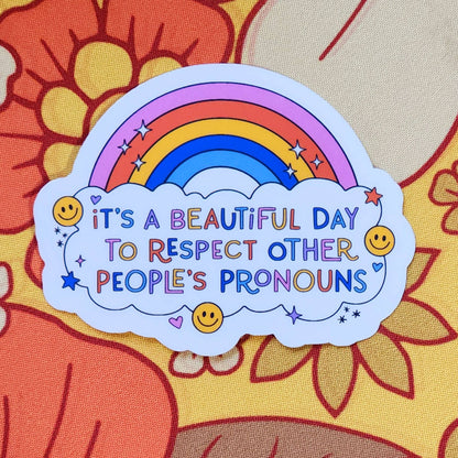 Respect pronouns sticker lgbtq hydroflask planner