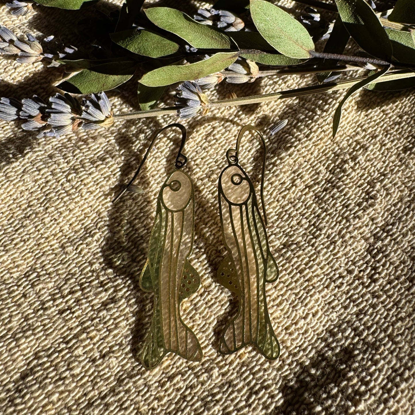 Trout // Stained Glass Resin Earrings