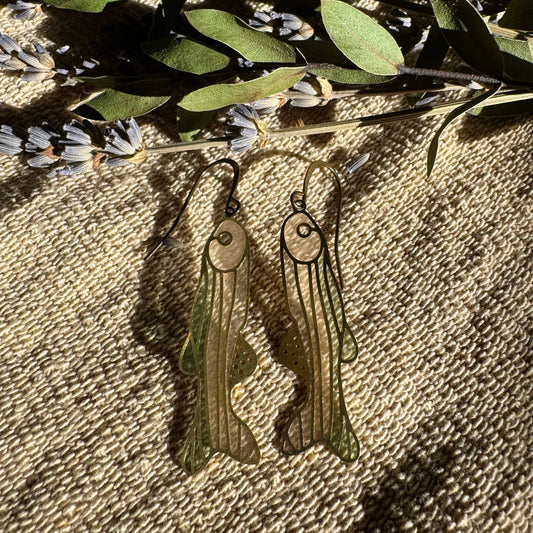 Trout // Stained Glass Resin Earrings
