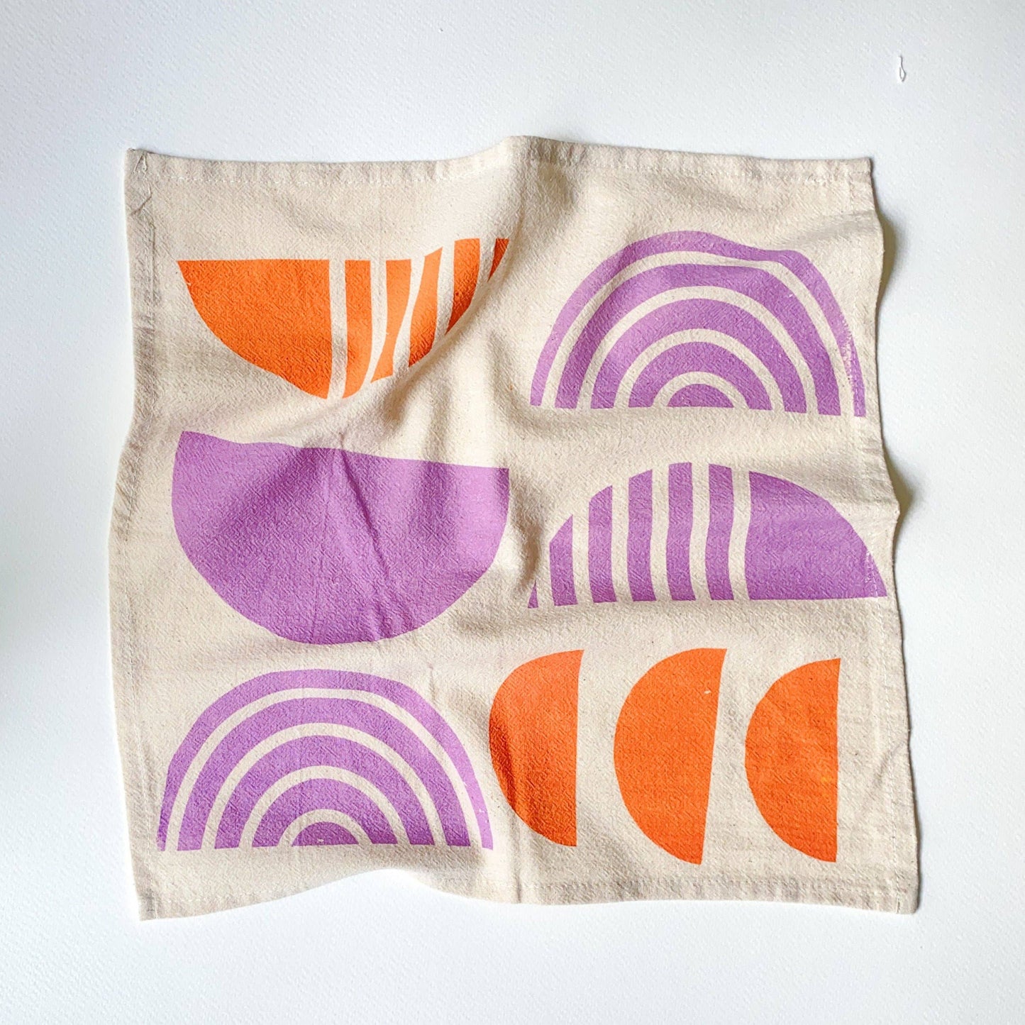 Warm Geometric Hand Printed Cotton Napkins, Set of 4