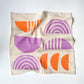 Warm Geometric Hand Printed Cotton Napkins, Set of 4