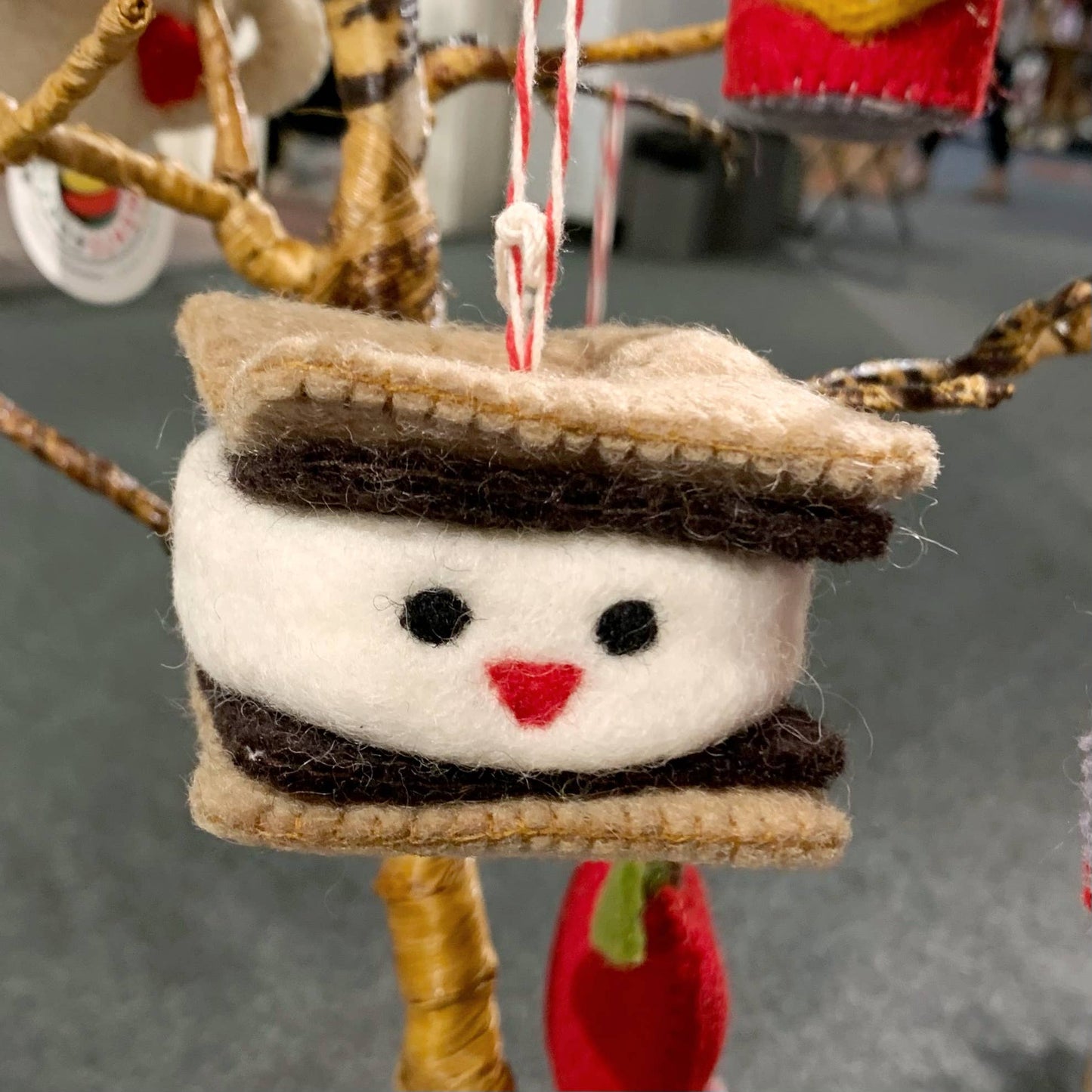 Smiling S'more Felt Wool Christmas Ornament