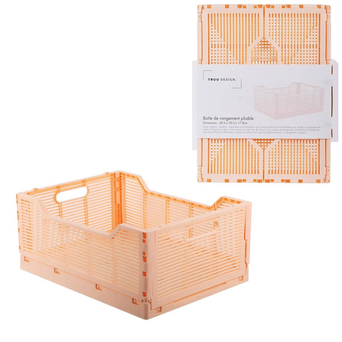 Truu Design Folding Storage Crate, 16x12x7",7 colors