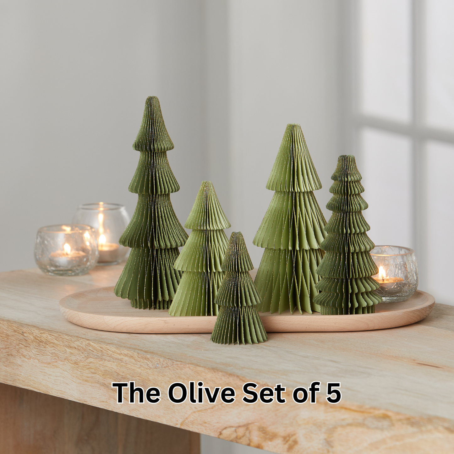 Honeycomb trees, vintage folding paper, Christmas, Winter
