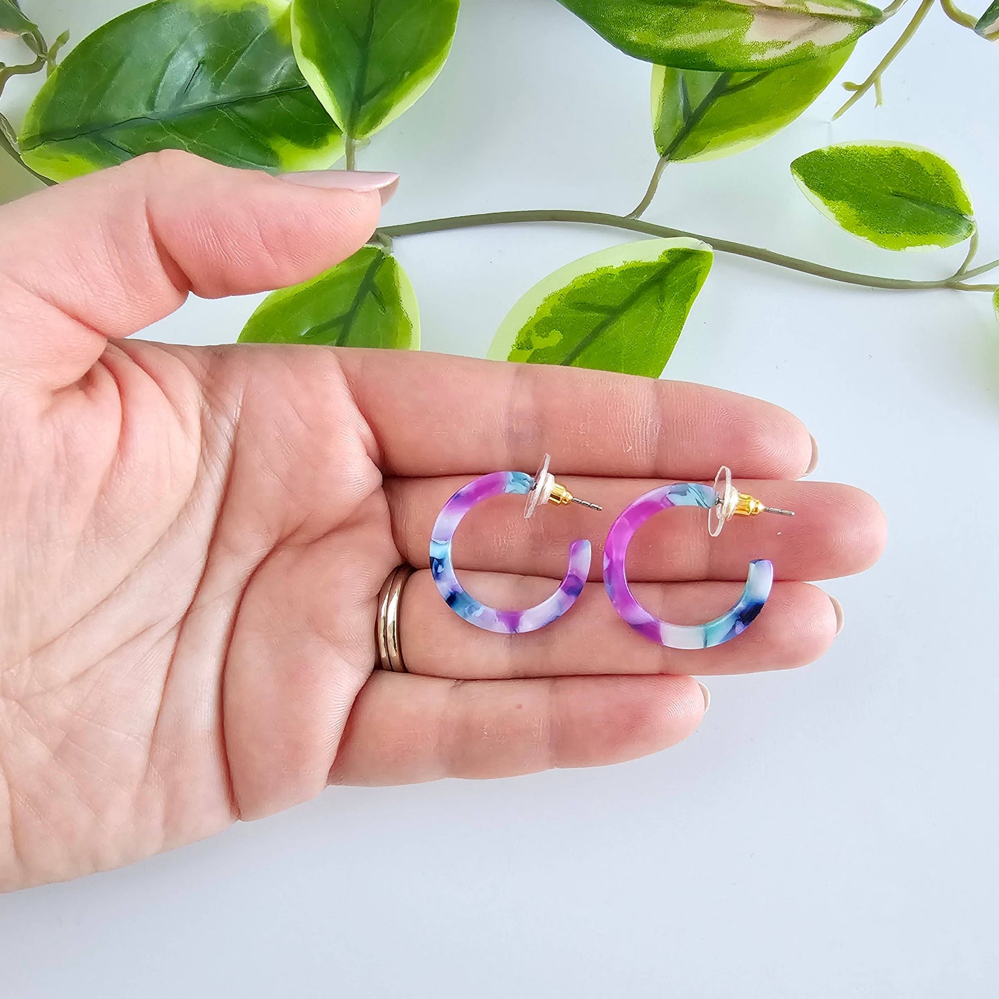 Cam Mini Hoops - Purple Party // Earrings, Jewelry, Gifts