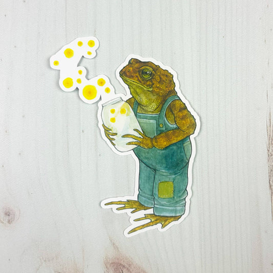 Toad with Firefly Jar Matte Vinyl Sticker