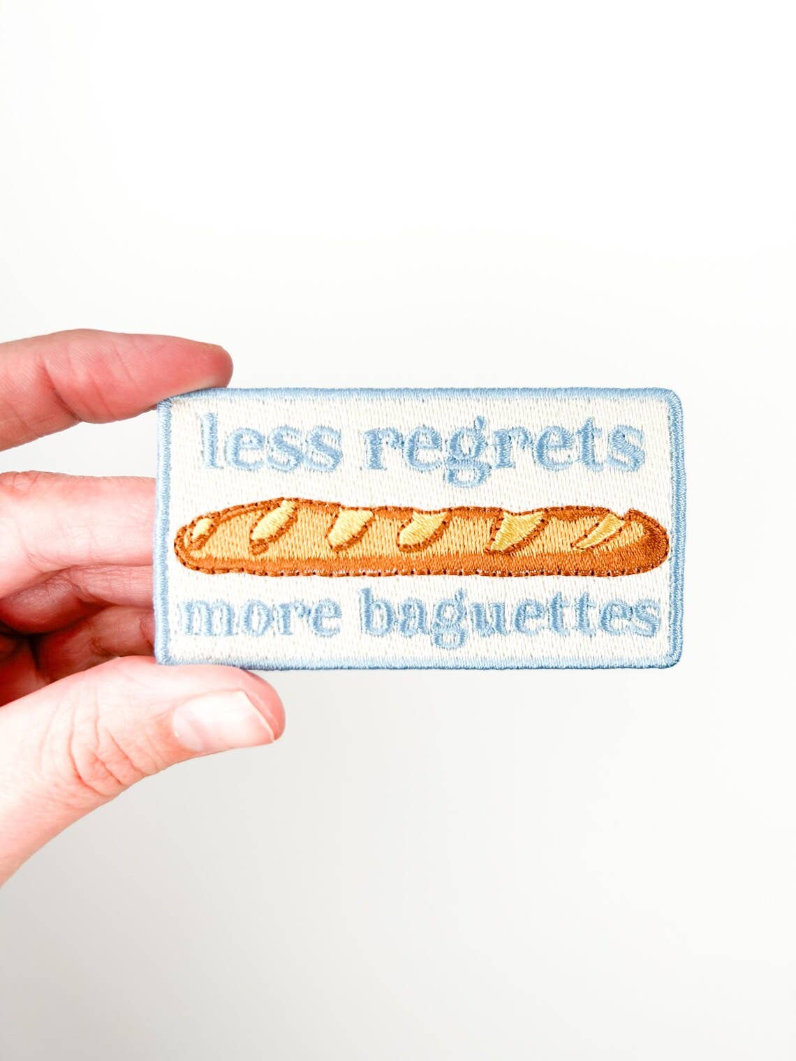 Less Regrets More Baguettes Embroidered Iron-On Patch Baking