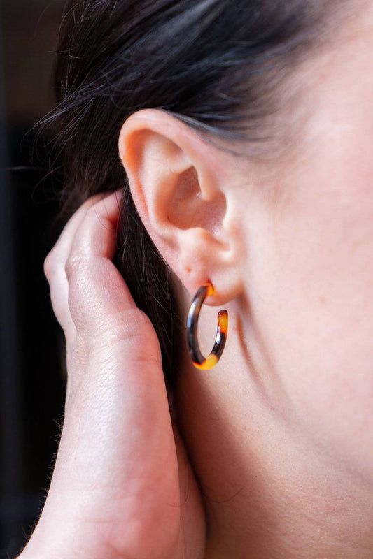 Cam Mini Hoops - Tortoise //  Earrings, Jewelry, Fall