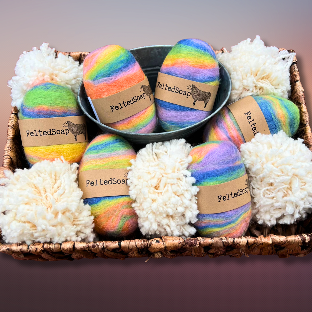 Felted Soap PASTEL RAINBOW BLEND Light Colors Spring Easter