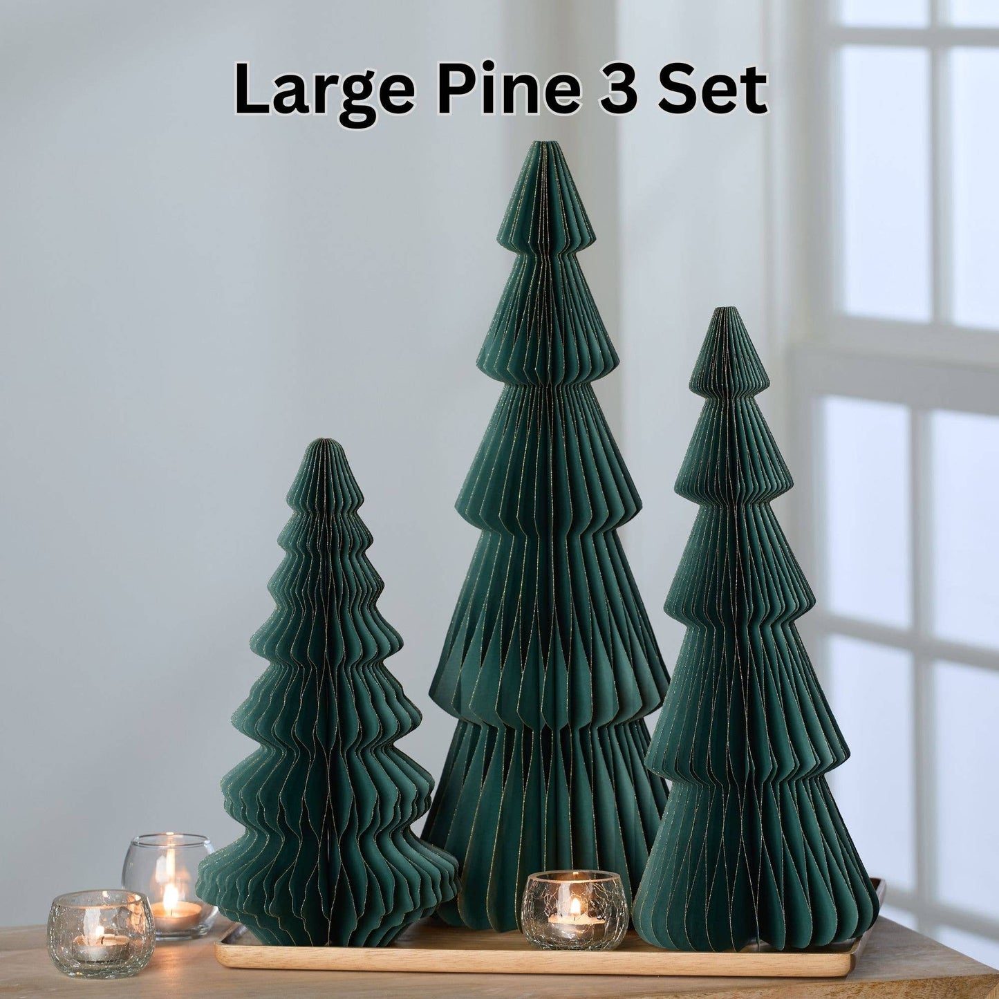 Honeycomb trees, vintage folding paper, Christmas, Winter