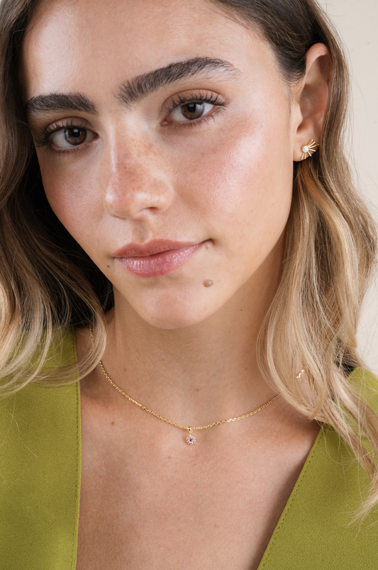 Opal Crown Stud - White - Gold Earrings