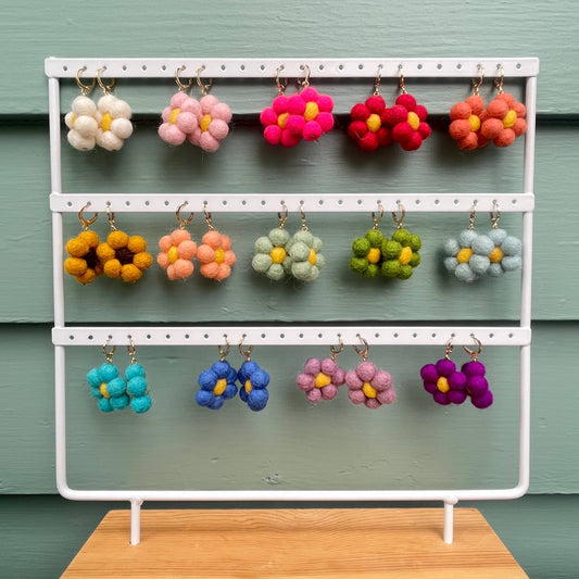 Mini Felted Daisy Earrings
