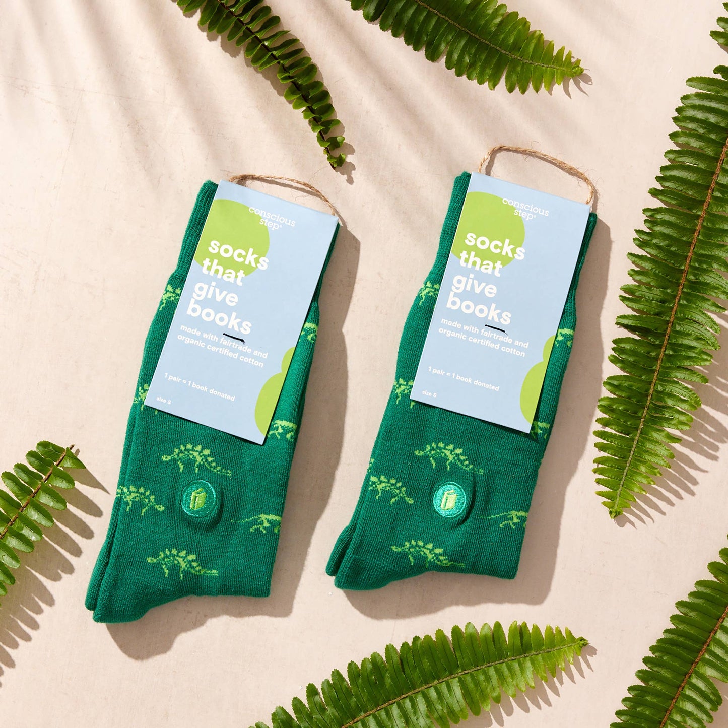 Socks that Give Books  (Green Dinosaurs): Medium