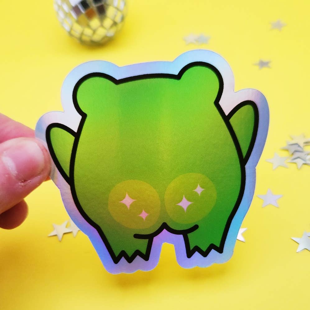 Kawaii frog butt funny cute hilarious sticker toad holograph