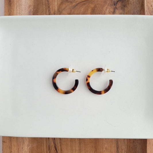 Cam Mini Hoops - Tortoise //  Earrings, Jewelry, Fall