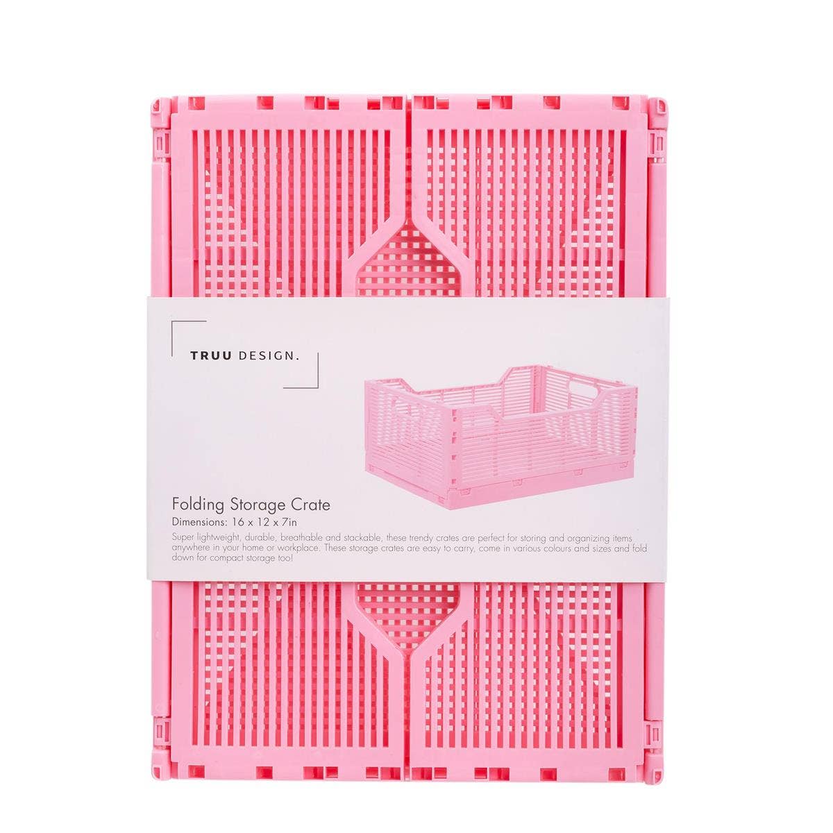 Truu Design Folding Storage Crate, 16x12x7",7 colors