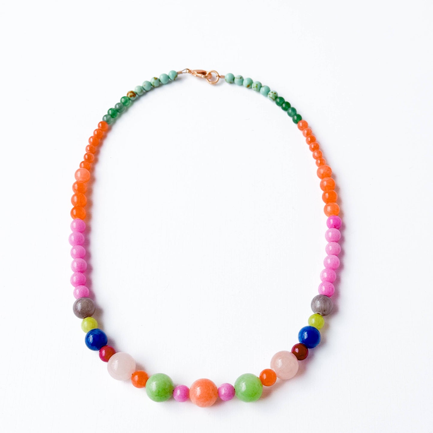 Colorful Beaded Necklace Mixed Glass Bright Statement