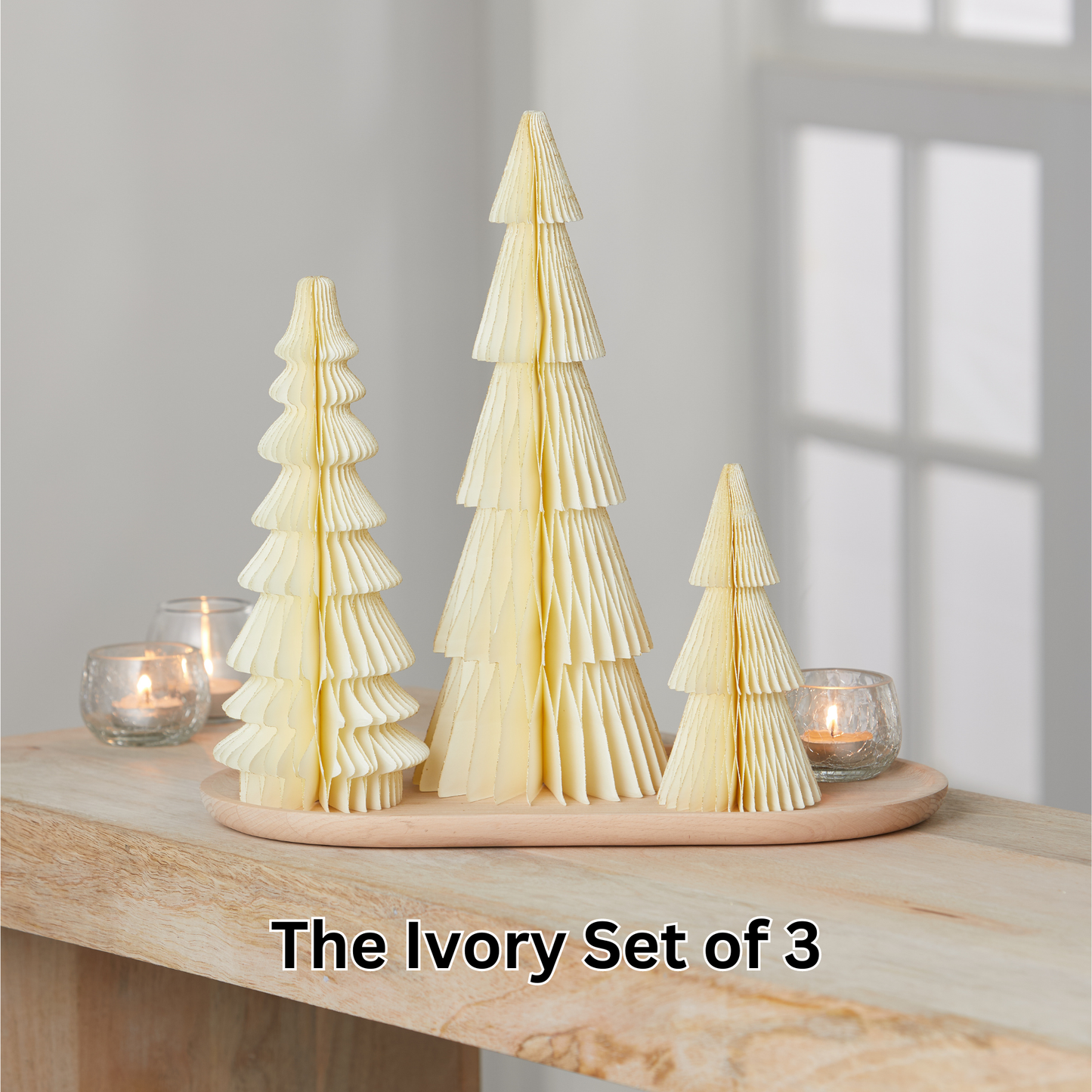 Honeycomb trees, vintage folding paper, Christmas, Winter