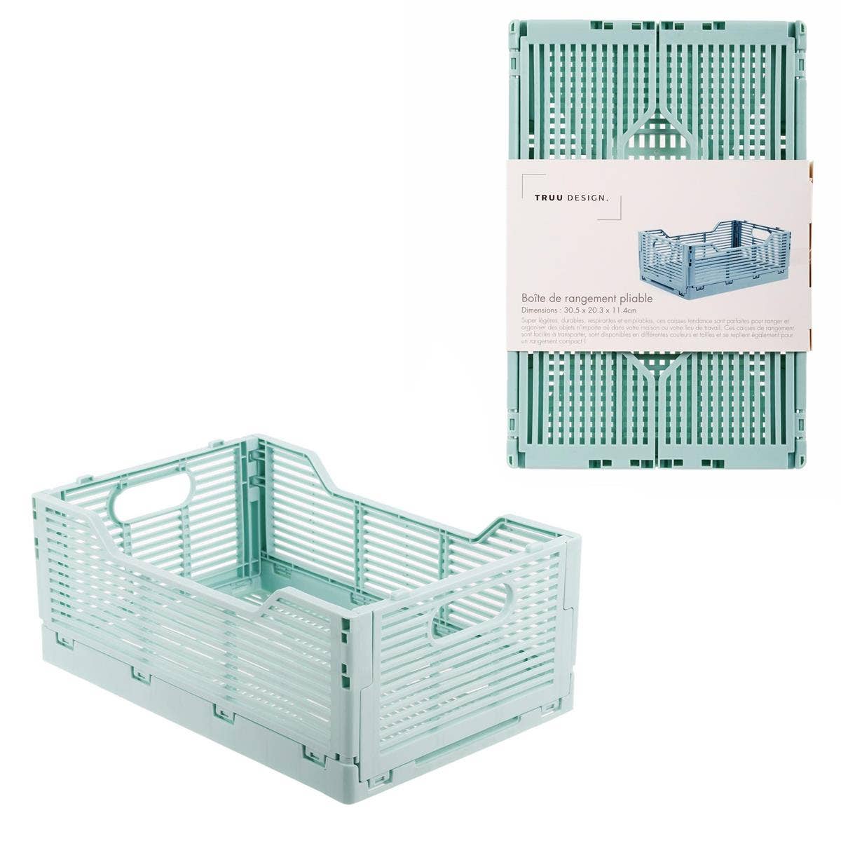 Truu Design Folding Storage Crate, 12x8x4.5",7 colors