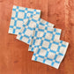 Sky Blue Party Time Plaid Hand Printed Napkins, Set of 4