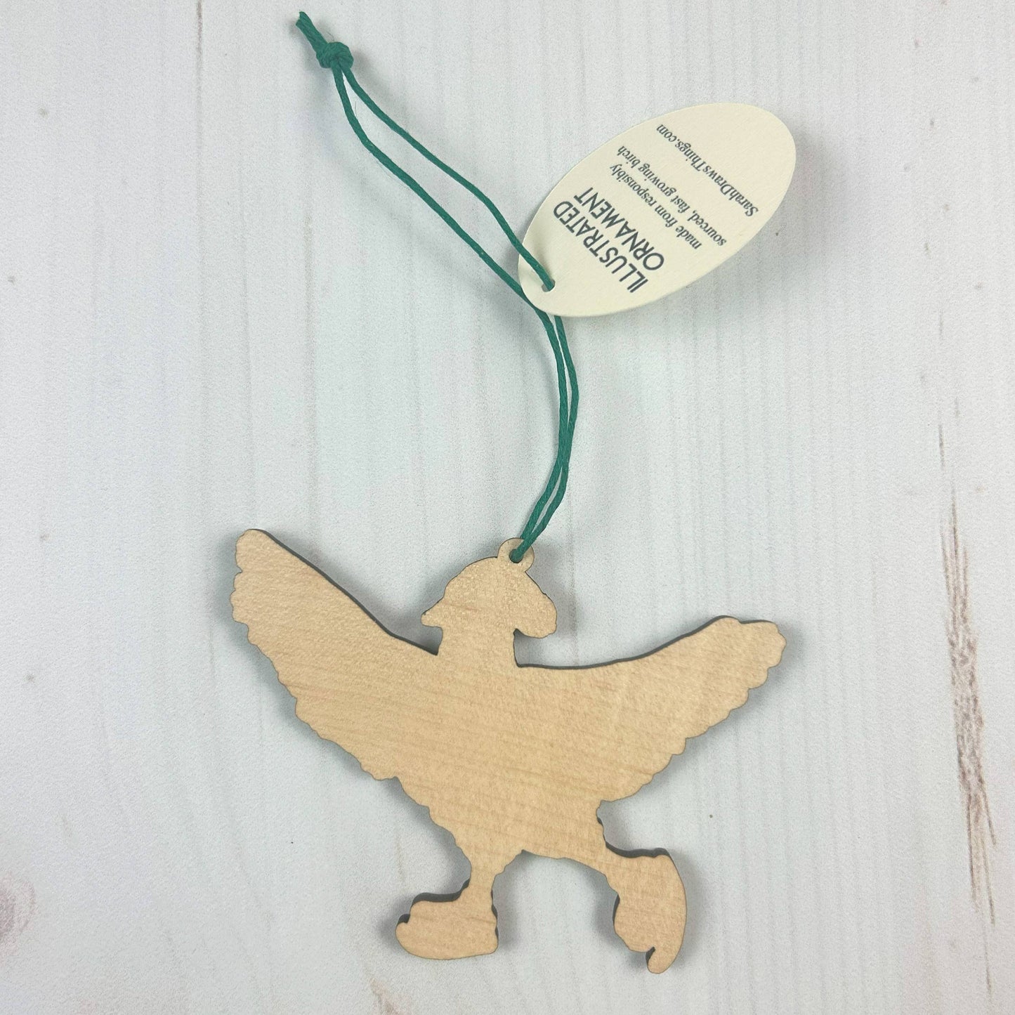 Pigeon Ice Skate - 3.5" illustrated wooden tree ornament