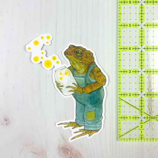 Toad with Firefly Jar Matte Vinyl Sticker