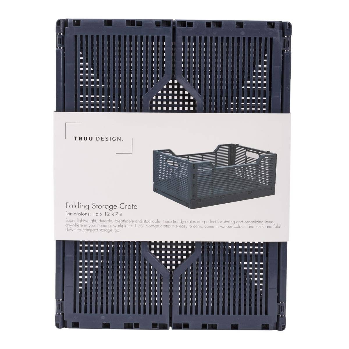 Truu Design Folding Storage Crate, 16x12x7",7 colors