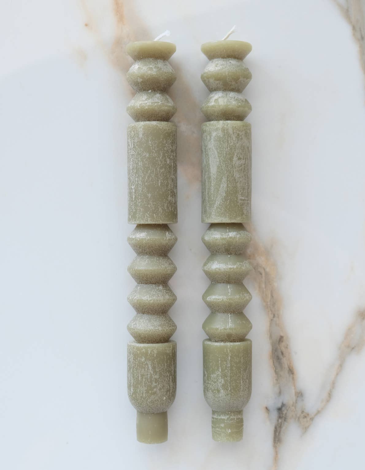 Geometric Taper Candles | Sage Green