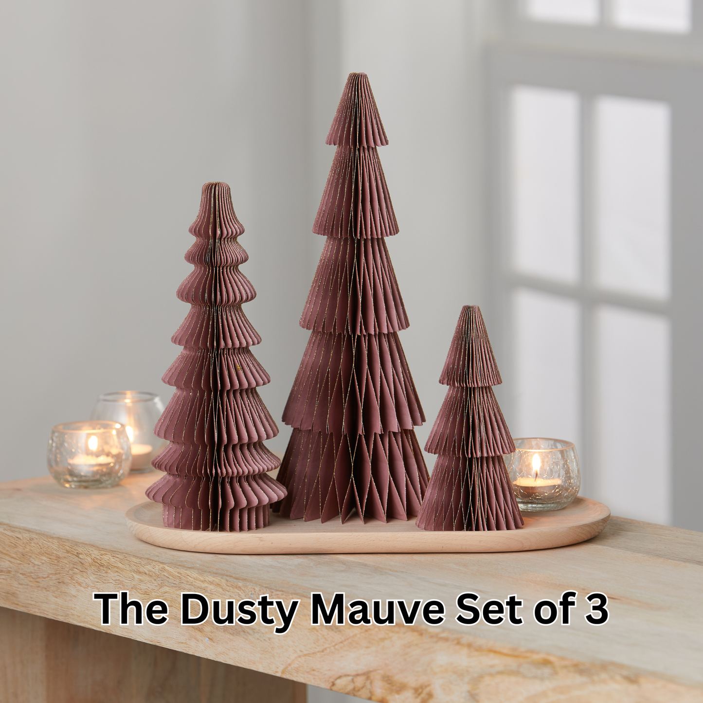 Honeycomb trees, vintage folding paper, Christmas, Winter