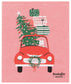 Winter Wheels Cat Swedish Dishcloth