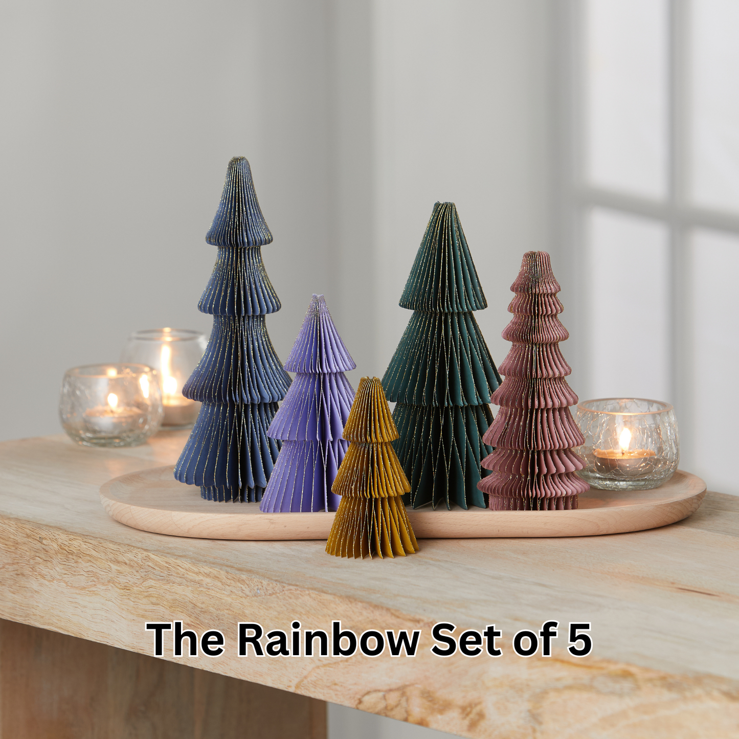 Honeycomb trees, vintage folding paper, Christmas, Winter