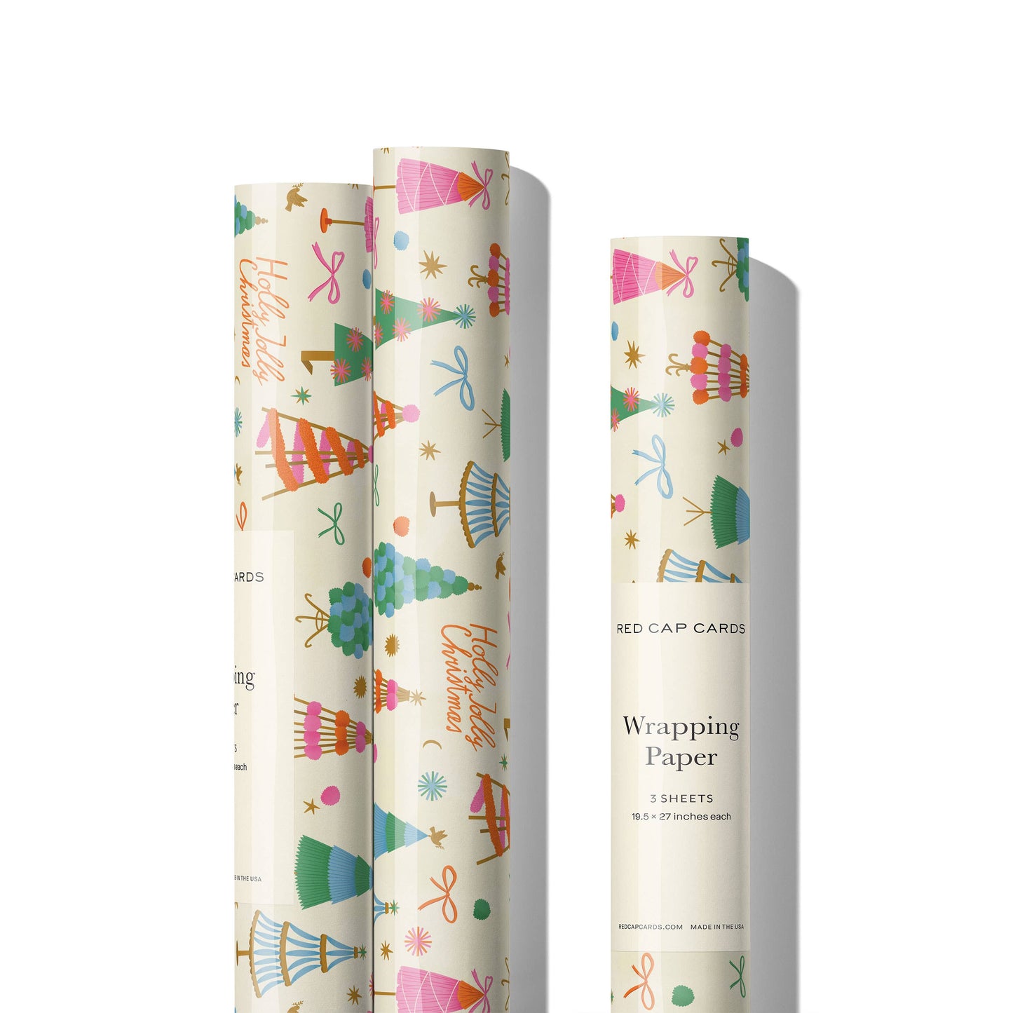 Holly Jolly Trees holiday wrapping paper