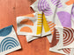 Warm Geometric Hand Printed Cotton Napkins, Set of 4