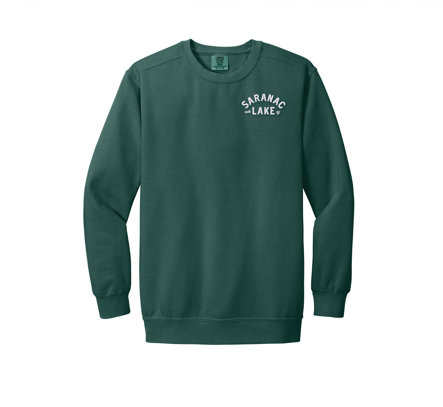 Saranac Lake Embroidered Crewneck - COMFORT COLORS Ring Spun Crewneck Sweatshirt Unisex