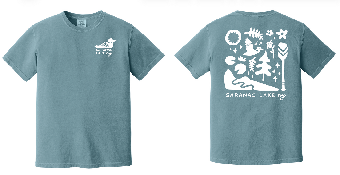 Saranac Lake Graphic T-Shirt - COMFORT COLORS Heavyweight Ring Spun Tee Unisex