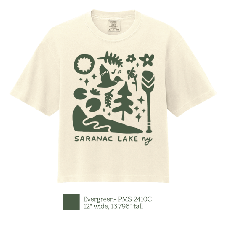 Saranac Lake Graphic Crop Tee - COMFORT COLORS Heavyweight Ring Spun Crop Tee