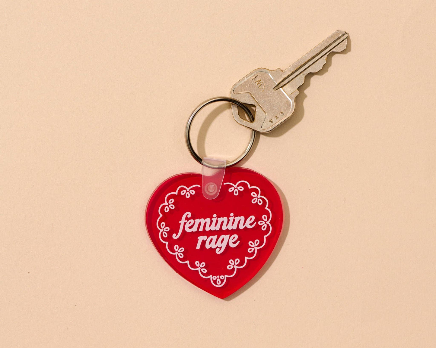 PVC Keychain by Your Gal Kiwi—Feminine Rage (Doily Heart)