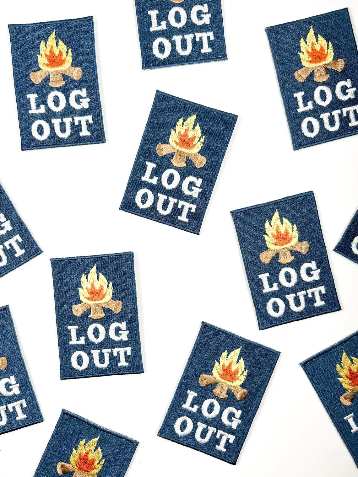 Log Out Embroidered Iron-On Patch Perfect for Hiking Camping