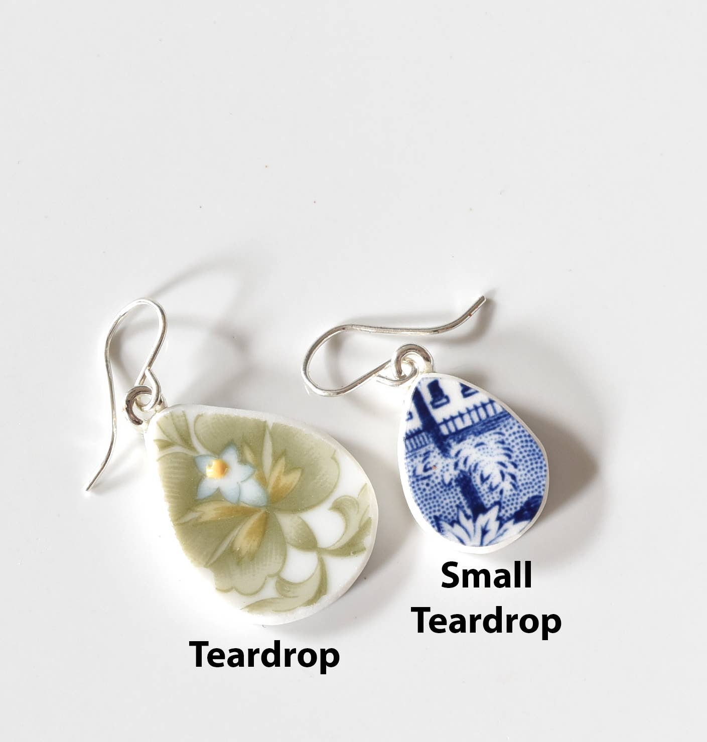 Broken Plate Dangle Earring - Teardrop Shape
