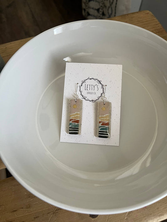 Faux Ceramic Landscape Scene Clay Earrings