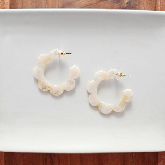 Flora Hoops - Cream // Flower Earrings, Gift, Jewelry