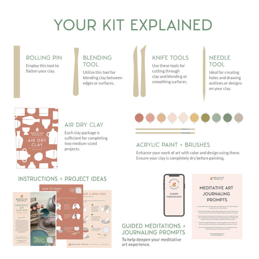 Meditative Art Clay Kit + Self-Care Meditations and Projects