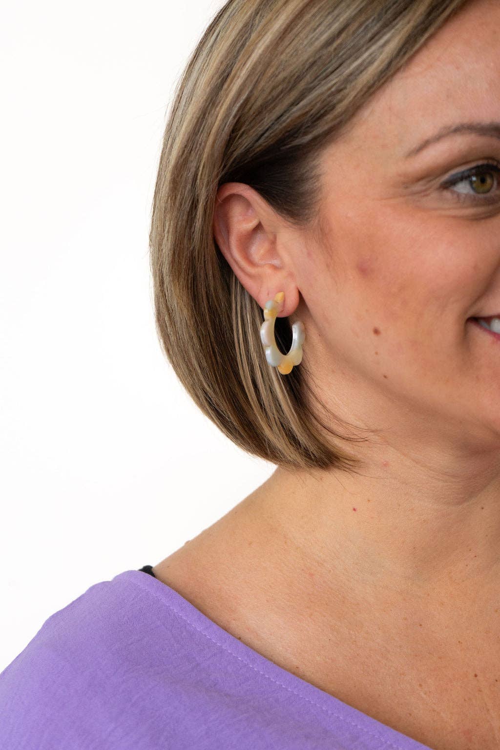 Flora Hoops - Pastel Rainbow // Flower, Earrings, Gift, Jewelry