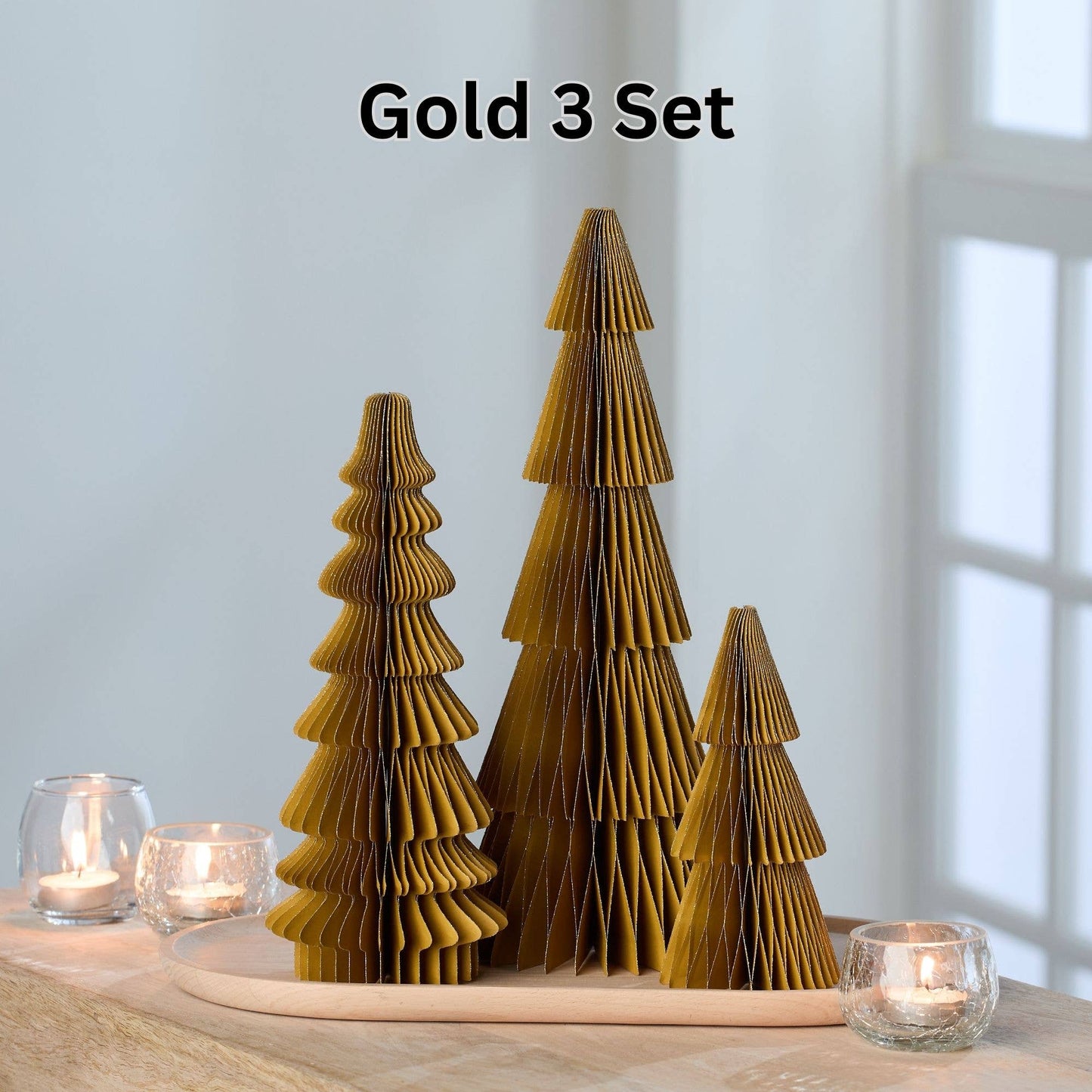 Honeycomb trees, vintage folding paper, Christmas, Winter