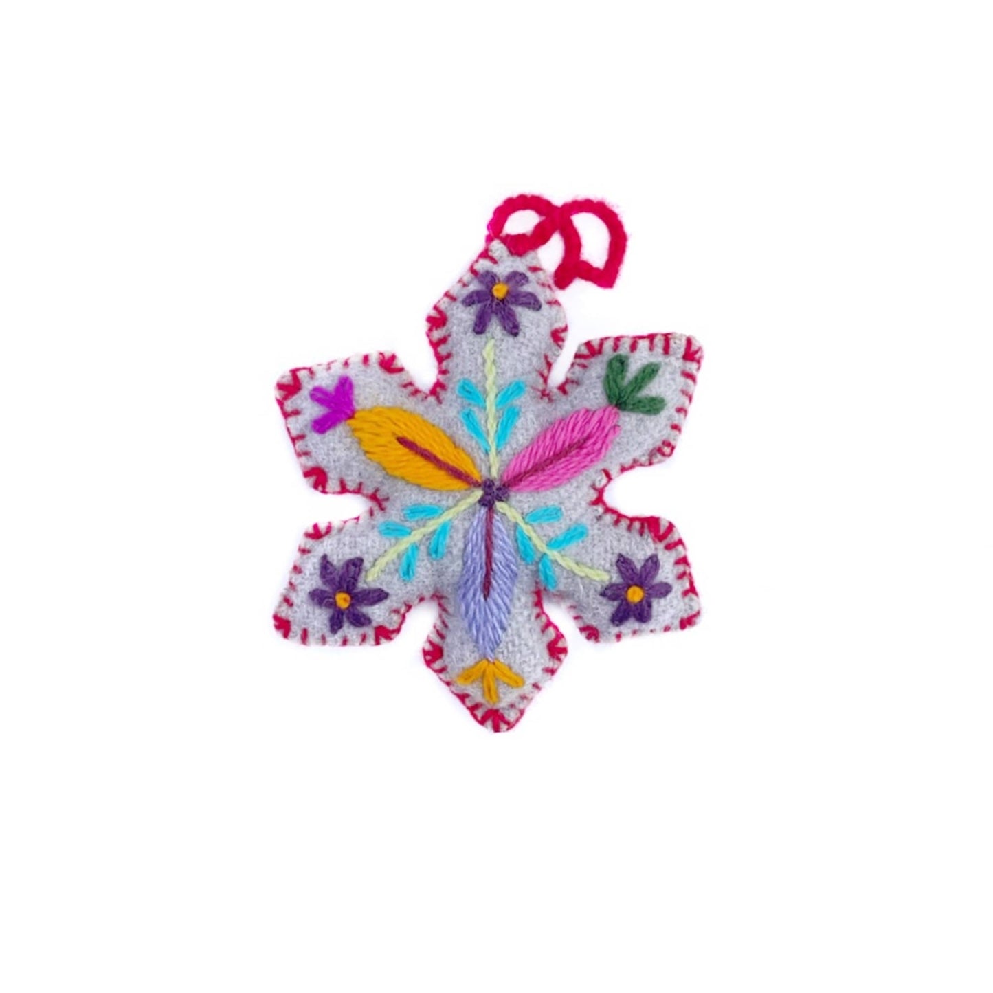 Colorful Pointed Snowflake Embroidered Christmas Ornament, 12pk